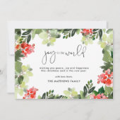 Winter Berries Greenery Lijst Fotokerstkaart (Achterkant)