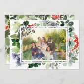 Winter Berries Greenery Lijst Fotokerstkaart (Voorkant / Achterkant)