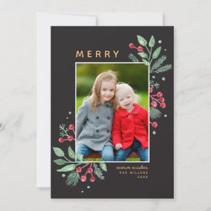 Winter Berries Greenery Merry-kerstfoto