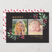 Winter Berries Greenery Merry Kerstmis 2-foto (Voorkant / Achterkant)