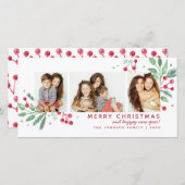 Winter Berries Greenery Merry Kerstmis 3-foto (Voorkant / Achterkant)