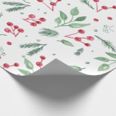 Winter Berries Greenery Waterverf Holiday Cadeaupapier (Hoek)