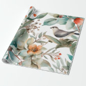 Winter Berries Greenery Waterverf Holiday Cadeaupapier (Uitgerold)