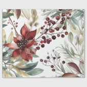 Winter Berries Greenery Waterverf Holiday Cadeaupapier (Vlak)