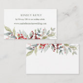 Winter Berries Greenery Wedding Website RSVP Informatiekaartje (Voorkant / Achterkant)