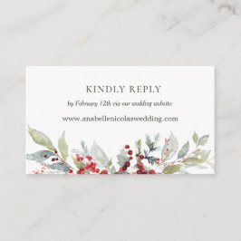 Winter Berries Greenery Wedding Website RSVP Informatiekaartje