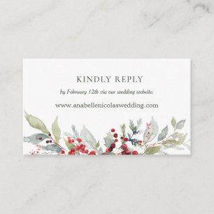 Winter Berries Greenery Wedding Website RSVP Informatiekaartje