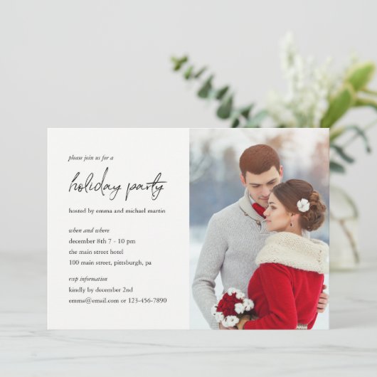 Winter Berries Holiday Party Fotouitnodiging Kaart (Staand voorkant)