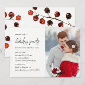 Winter Berries Holiday Party Fotouitnodiging Kaart (Voorkant / Achterkant)
