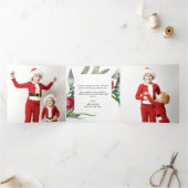 Winter Berries Holly Kerstdrivoud fotokaart Drieluik Wenskaart (Binnen)