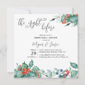 Winter Berries Holly nacht voor repetitie diner Kaart (Voorkant)