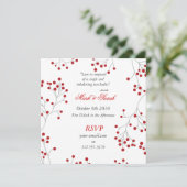 Winter Berries Invitation Sq. Wit Kaart (Staand voorkant)