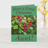 Winter Berries Kerst Kaart voor Tante (Gele Bloem)