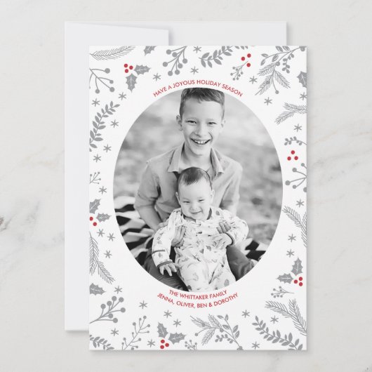 Winter Berries kerstfeestdag platte kaart (Voorkant)