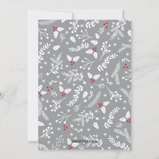 Winter Berries kerstfeestdag platte kaart (Achterkant)