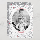 Winter Berries kerstfeestdag platte kaart (Voorkant / Achterkant)