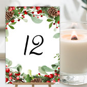 Winter Berries Kerstmis Trouwtafel Nummer Kaart