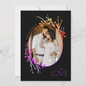 Winter Berries Love Branches Rainbow Black Feestdagenkaart (Voorkant)