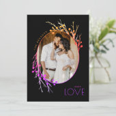 Winter Berries Love Branches Rainbow Black Feestdagenkaart (Staand voorkant)