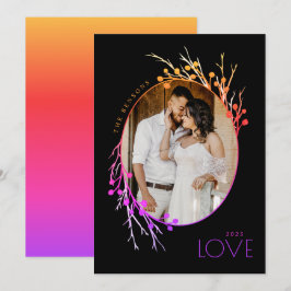 Winter Berries Love Branches Rainbow Black Feestdagenkaart