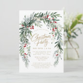 Winter Berries Modern Script Kerstfeest Kaart (Staand voorkant)