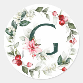 Winter Berries Monogram G kleine ronde etiketten
