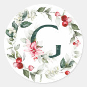 Winter Berries Monogram G kleine ronde etiketten (Voorkant)