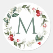 Winter Berries Monogram Small Round Labels (Voorkant)