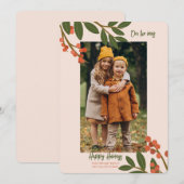 Winter Berries Photo Holiday Card Feestdagenkaart (Voorkant / Achterkant)