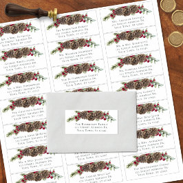 Winter Berries Pine Bruiloft Gast Adresetiketten Sticker