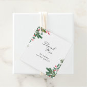 Winter Berries Pine Cone Greenery Wedding Bedankjes Labels (In situ)