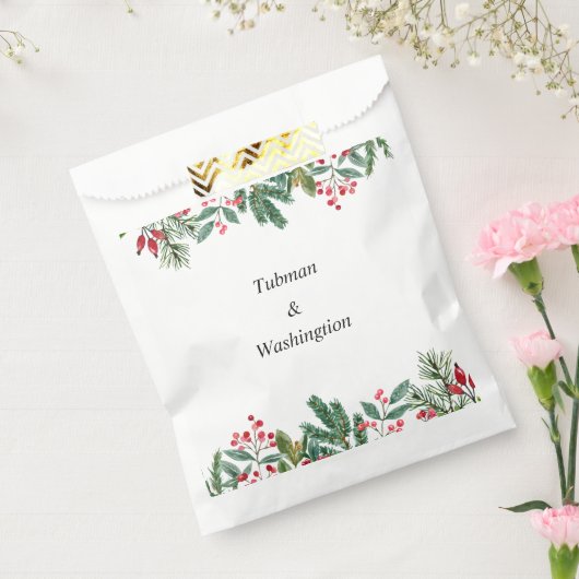 Winter Berries Pine Cone Greenery Wedding Bedankzakje (Gezegeld)