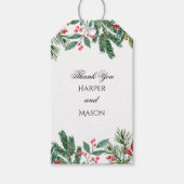 Winter Berries Pine Cone Greenery Wedding Cadeaulabel (Voorkant)