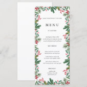 Winter Berries Pine Cone Greenery Wedding Menu (Voorkant / Achterkant)