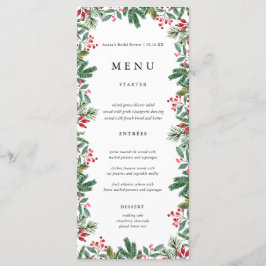 Winter Berries Pine Cone Greenery Wedding Menu