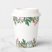 Winter Berries Pine Cone Greenery Wedding Papieren Bekers (Achterkant)