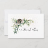 Winter Berries Pine Greenery Inspirerend Wedding Bedankkaart (Voorkant)