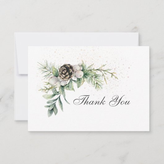 Winter Berries Pine Greenery Inspirerend Wedding Bedankkaart (Voorkant)