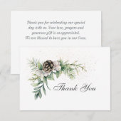 Winter Berries Pine Greenery Inspirerend Wedding Bedankkaart (Voorkant / Achterkant)