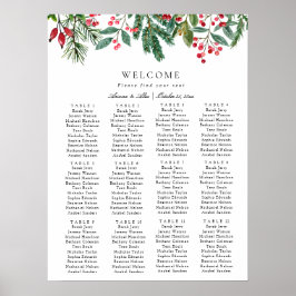 Winter Berries Pine Greenery Trouwstoel Grafiek Poster