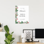 Winter Berries Pine Greenery Wedding Welkom zingen Poster (Thuiskantoor)
