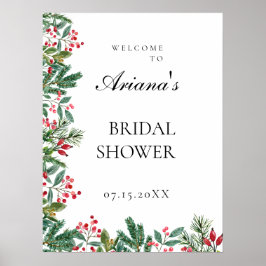 Winter Berries Pine Greenery Wedding Welkom zingen Poster