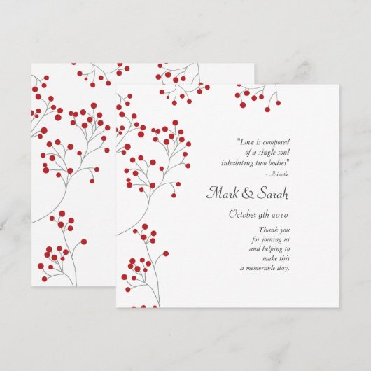 Winter Berries Red Wedding Programme Programmakaart (Voorkant / Achterkant)