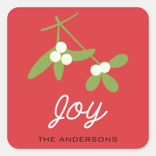 Winter Berries Rode Kerstmis en feestdag Vierkante Sticker (Voorkant)