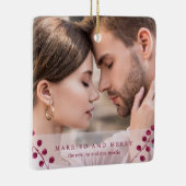 Winter Berries Roze gehuwd en foto van Merry Keramisch Ornament (Rechts)