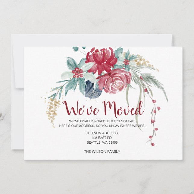 Winter Berries Rustic Moving Holiday Aankondiging (Voorkant)