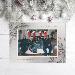 Winter Berries Snowy Foto Feestdagenkaart