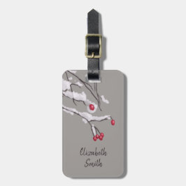 Winter Berries takt in sneeuwse douanenaam Bagagelabel