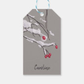 Winter Berries takt in sneeuwse douanenaam Cadeaulabel (Achterkant)