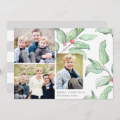 Winter Berries Vakantie 3 Fotokaart Feestdagenkaart (Voorkant / Achterkant)